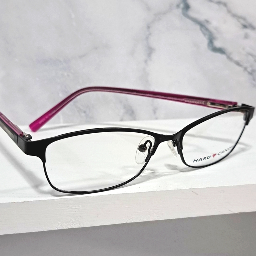 NEW Hard Candy Women Eyeglass Frame Full Rim,black/pink metal 52-15-140, Rx'able - Picture 5 of 6